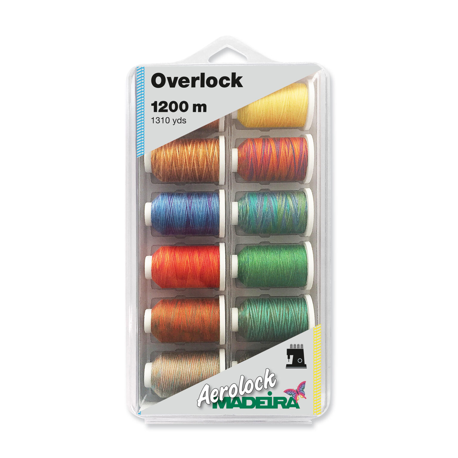 Madeira Aerolock N°125 - Lot 12 Cônes 1200m Fil Overlock Couleurs Mixtes - Polyester